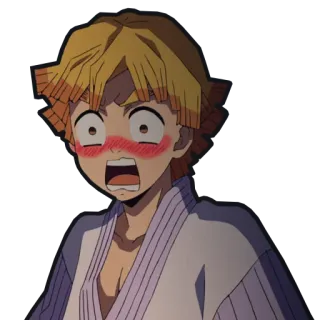 😳 Zenitsu Agatsuma Demon Slayer 애니메이션, 충격, 당황, 젠이츠, 귀멸의 칼날 telegram sticker
