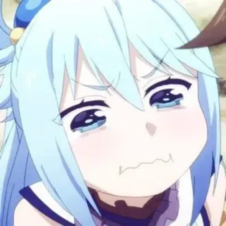 🥺 Aqua KonoSuba 动漫, 卡通, 哭, 悲伤, 阿库娅, 为美好的世界献上祝福！ telegram sticker