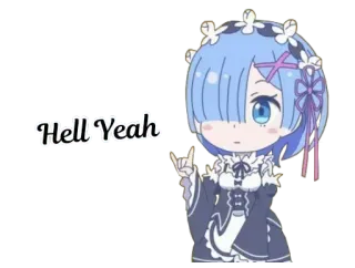 💖 Rem Hell Yeah Аниме, Рэм, Чиби, Милый, Да!, Синие волосы telegram sticker