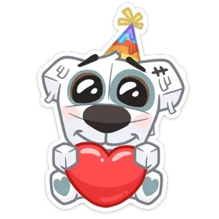 ❤️ chien, mignon, cœur, dessin animé, fête, animal, autocollant whatsapp sticker