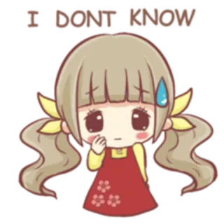😥 I DON'T KNOW Аниме, Девушка, Вопрос, Грустный, Смущенный, Милый telegram sticker