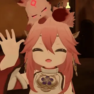👋 Yae Miko Genshin Impact Anime, Jeu vidéo, Personnage, Mignon, Sourire, Salut telegram sticker