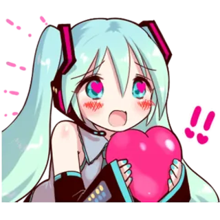 😍 Hatsune Miku Anime, Vocaloid, Süß, Herz, Liebe, Cartoon telegram sticker