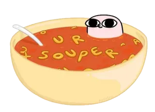 😍 ur souper ซุป, ur souper, ซุปตัวอักษร, การ์ตูน, น่ารัก, อาหาร telegram sticker