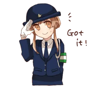 👩 Check It! Polizist, Anime, Charakter, Uniform, Gruß, süß telegram sticker