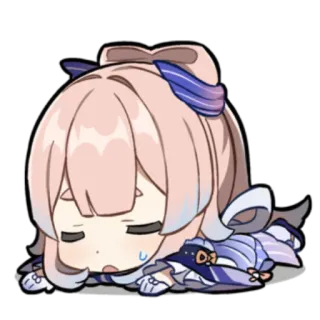 😴 Sangonomiya Kokomi Genshin Impact Anime, Mädchen, Videospiel, verschlafen, Chibi whatsapp sticker