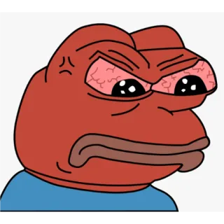 🙂 Pepe the Frog pepe, kikker, boos, rood, meme telegram sticker