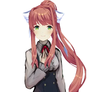 🙂 Monika Doki Doki Literature Club! monika, anime, doki doki literature club, video game, school uniform telegram sticker