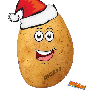 🎅 DIGE44 kentang, natal, topi santa, kartun, makanan, maskot telegram sticker