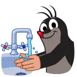 🦠 Mole mole, washing hands, hygiene, cartoon, cute whatsapp sticker