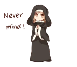 👩 Never mind! Nonne, Anime, Cartoon, Christentum telegram sticker