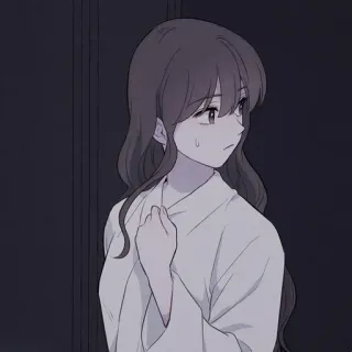 🗞 anime, girl, woman, illustration, cartoon, worried whatsapp sticker