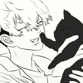 🐱 Anime, Chico, Gato, Feliz, Mascota, Animal telegram sticker
