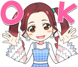 👌 OK dziewczyna anime, słodkie, ok, akceptacja, szczęśliwy, radosny telegram sticker