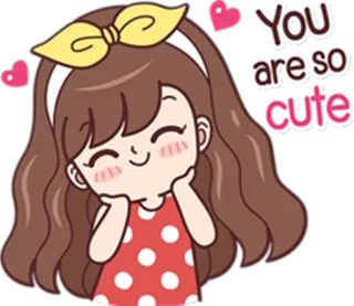 😊 You are so cute carino, ragazza, cartone animato, cuori, adorabile, dolce telegram sticker