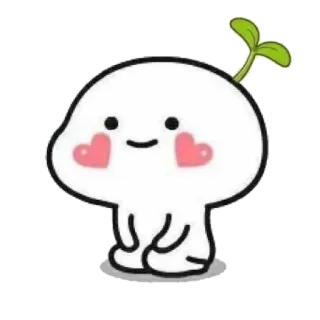 🌱 süß, kawaii, weißer Klecks, Spross, Herzen, Cartoon telegram sticker