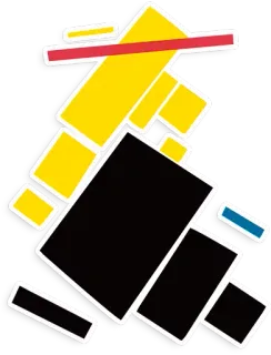 🐝 geometric, abstract, shapes, yellow, black, red, blue telegram sticker