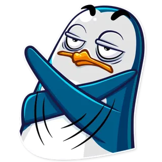 🙅 pinguino, cartone animato, animale, adesivo, atteggiamento whatsapp sticker