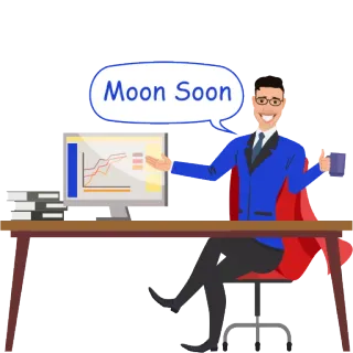 🤑 Moon Soon успех, финансы, инвестиции, фондовый рынок, рост, мотивация whatsapp sticker