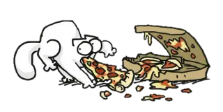 😐 cat, pizza, cartoon, food, animal, eating whatsapp sticker