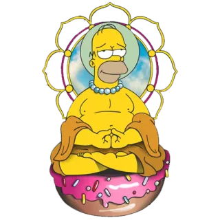 😊 Homer The Simpsons Homer Simpson, Buddha, Kartun, Donat, Meditasi telegram sticker