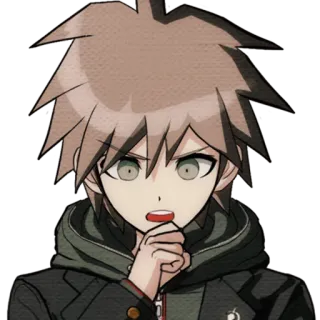 🤔 Makoto Naegi Danganronpa anime, trò chơi điện tử, sốc, tóc nâu, hy vọng telegram sticker