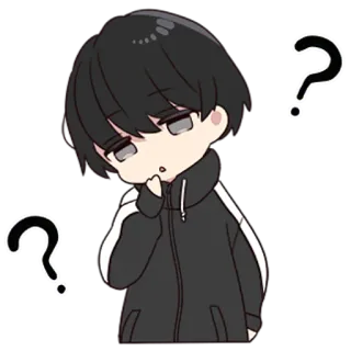 🤔 Anime, Domanda, Pensare, Adesivo, Cartone animato, Personaggio telegram sticker