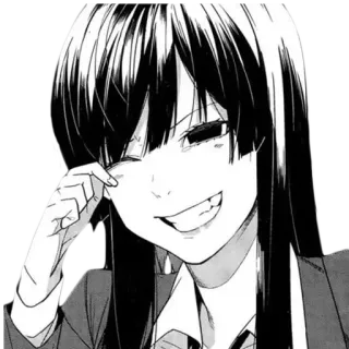 😂 Anime, Manga, Fille, Sourire, Émotionnel, Monochrome telegram sticker