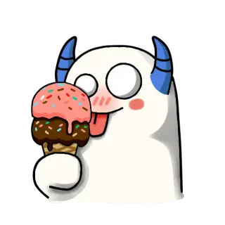 😋 monster, ice cream, dessert, cute, kawaii, cartoon telegram sticker