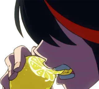 🍋 Anime, Personaggio, Limone, Mangiare, Ritratto whatsapp sticker