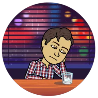 😔 homem, bebendo, triste, entediado, solitário, Bitmoji, desenho animado, pessoa telegram sticker