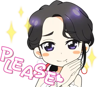 🙏 PLEASE Kreskówka, Urocze, Błyszczące, Błagające, Prośba, Błagalne, Postać z kreskówki telegram sticker
