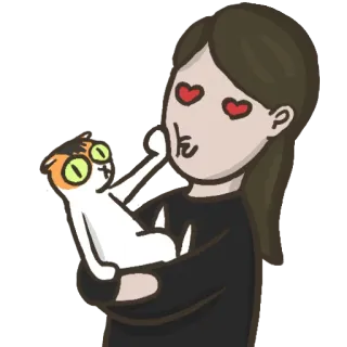 🚫 gato, mulher, amor, olhos de coração, desenho animado, adesivo telegram sticker