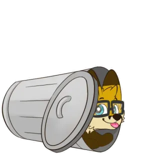 🗑 dog, trash can, animal, cute, sticker telegram sticker