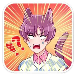 😡 Anime, Manga, Chico gato, Signos de interrogación, Sorprendido, Impactado telegram sticker