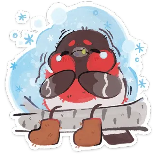 🥶 vogel, winter, kalt, stiefel, schnee, tier, gimpel telegram sticker
