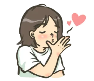 😘 하트, 사랑, 키스, 애정, 소녀, 만화 whatsapp sticker