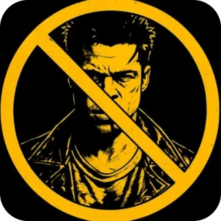 🫥 Tyler Durden Fight Club 搏击俱乐部, 泰勒·德顿, 布拉德·皮特, 反建制, 禁止, 违禁, 禁止标志 telegram sticker