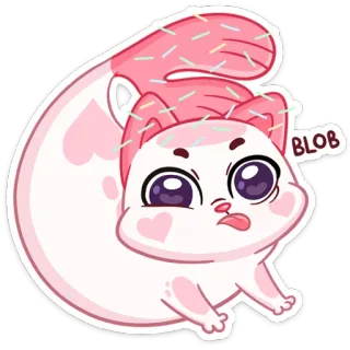 😝 BLOB 고양이, 동물, 귀여운, 스티커, 블롭, 분홍색, 카와이 telegram sticker