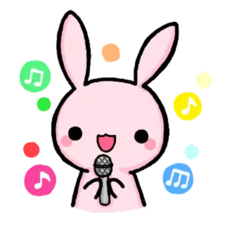 🎤 lapin, micro, musique, chant, kawaii, mignon, dessin animé whatsapp sticker