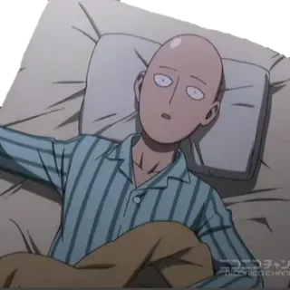 😶 Saitama One-Punch Man Аниме, Манга, Герой, Сонный, Спальня telegram sticker
