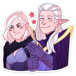 😠 elfe, fantasy, paar, anime, cartoon, kunstwerk, aufkleber telegram sticker