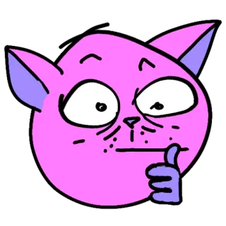 👍 kucing, kartun, hewan, stiker, jempol ke atas, kucing pink, lucu, meme telegram sticker