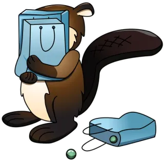 🛍 castor, shopping, dessin animé, animal, mignon, cadeau, paquet whatsapp sticker