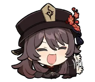 😆 Hu Tao Genshin Impact anime, chibi, cute, laughing, Hu Tao, Genshin Impact telegram sticker