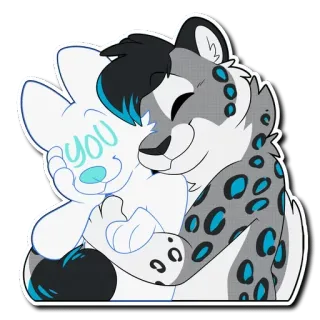 🤗 you furry, hug, embrace, snow leopard, anthro, cute, affection telegram sticker