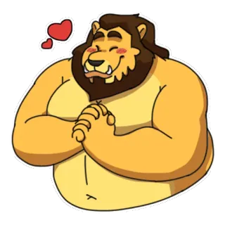 ❤ lion, cartoon, animal, love, hearts, happy telegram sticker
