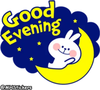 🌙 Good Evening kelinci, bulan, bintang, selamat malam, salam, kartun telegram sticker