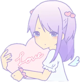 ❤ Love cinta, malaikat, hati, imut, pastel, kawaii, kartun, anime whatsapp sticker
