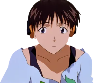 😐 Shinji Ikari Neon Genesis Evangelion animé, garçon, sérieux, personnage telegram sticker
